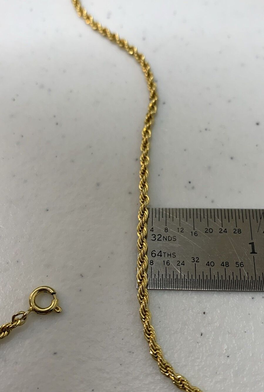 Vintage Gold Tone Rope Chain Necklace 3mm 18”
